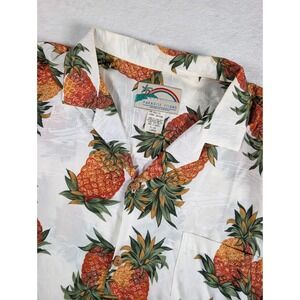 Vtg Paradise Found‎ Pineapple Hawaiian Shirt Mens Large 100% Rayon